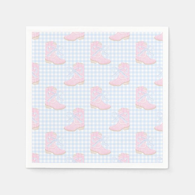 Preppy Rodeo First Birthday Cowgirl Boots Napkins (Front)