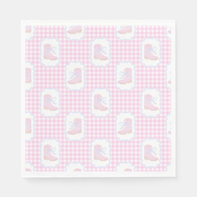Preppy Rodeo First Birthday Cowgirl Boots Napkins (Front)