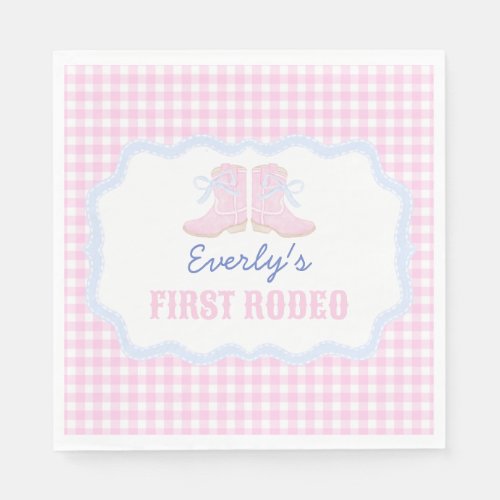 Preppy Rodeo First Birthday Cowgirl Boots Napkins