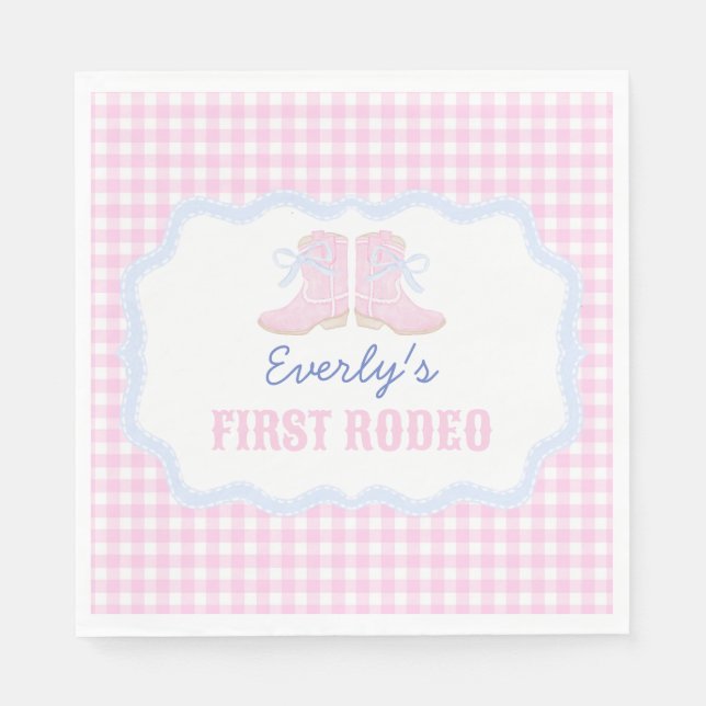 Preppy Rodeo First Birthday Cowgirl Boots Napkins (Front)