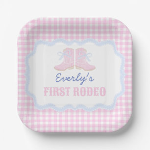 Preppy Rodeo First Birthday Cowgirl Boots Paper Plates