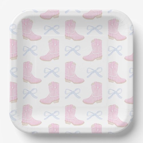 Preppy Rodeo First Birthday Cowgirl Boots Paper Plates