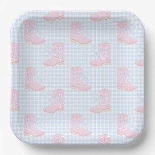 Preppy Rodeo First Birthday Cowgirl Boots Paper Plates