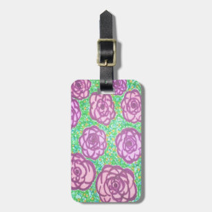Preppy Rose Garden Floral Print Luggage Tag