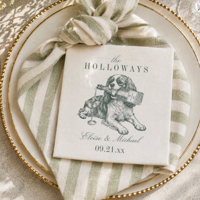 Preppy Sage Green Cavalier Champagne Wedding Napkins (Preppy Sage Green Cavalier Champagne Wedding Napkins)