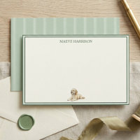 Preppy Sage Green Stripe Golden Doodle