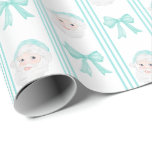 Preppy Santa and bows Christmas grandmillennial  Wrapping Paper<br><div class="desc">Preppy Santa and bows Christmas grandmillennial Wrapping Paper</div>