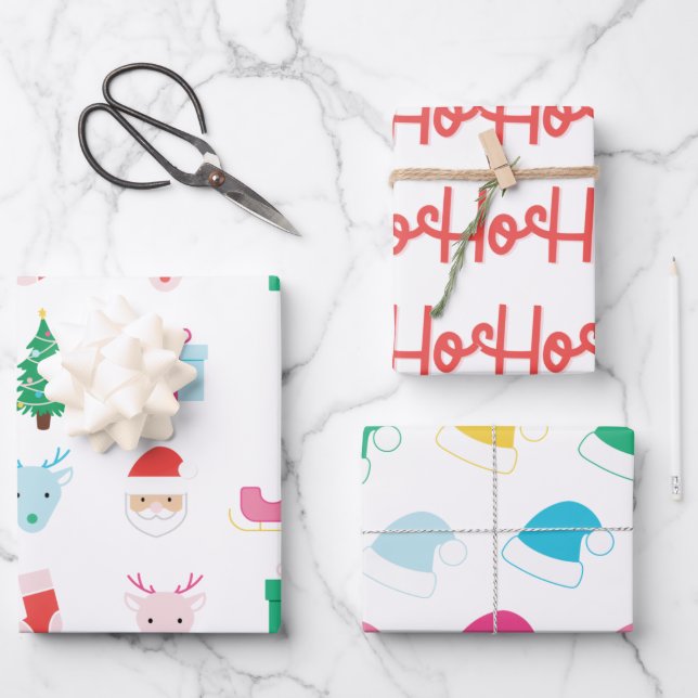 Preppy Santa Claus Pattern  Wrapping Paper Sheets (Front)