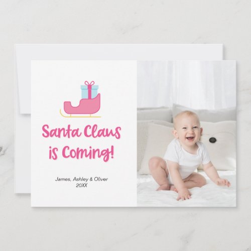 Preppy Santa Clause is Coming Christmas Photo Holiday Card