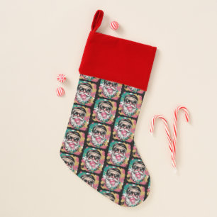 Preppy Santa Coquette Christmas Glitter Girly Pink Stocking