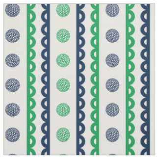 Preppy Scalloped Golf Stripe - Navy & Green Fabric