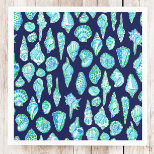 Preppy Sea Shells on Navy Background Napkins