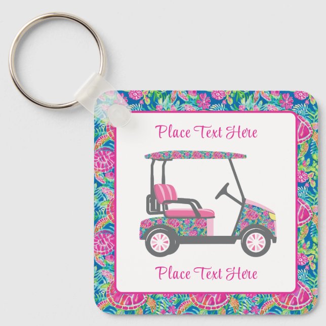 Preppy Sea Turtles Golf Cart Keychain (Front)