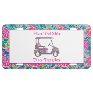 Preppy Sea Turtles Golf Cart License Plate
