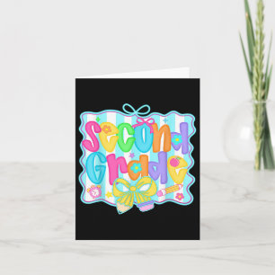Preppy Second 2nd Grade Teacher Team Bow Back To S Card