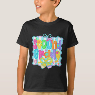Preppy Second 2nd Grade Teacher Team Bow Back To S T-Shirt