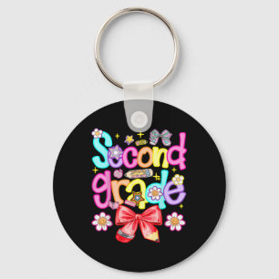 Preppy Second Grade Back To School 2nd Grade Girl Keychain