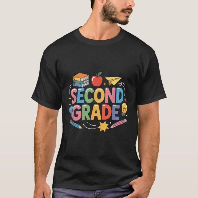 Preppy Second Grade Back To School 2nd Grade Teach T-Shirt (Front)