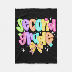 Preppy Second Grade Teacher Team Bow Back To Schoo Fleece Blanket