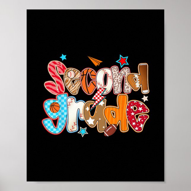 Preppy Second Grade Teacher Team Crew Ck To School Poster (Front)