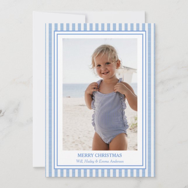 Preppy Seersucker Christmas Photo Cards (Front)