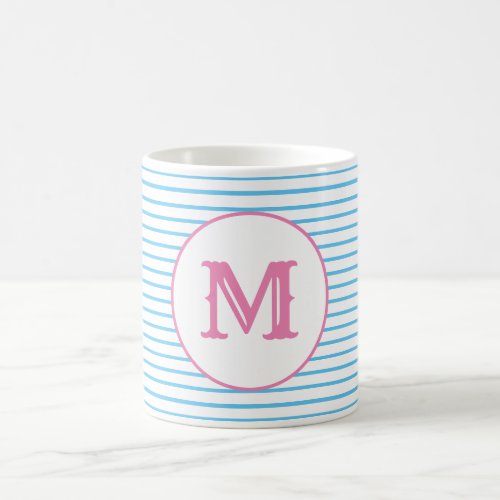 Preppy Seersucker Striped Monogram Mug