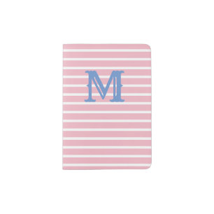 Preppy Seersucker Striped Monogram Passport Holder