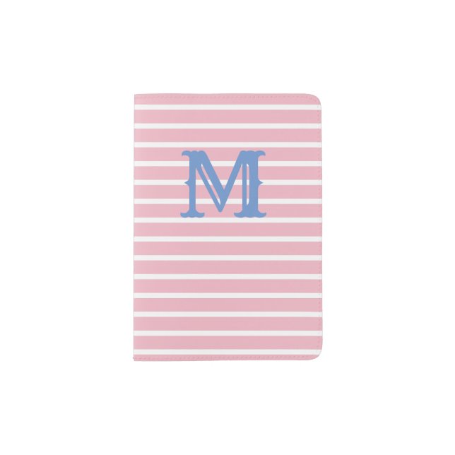 Preppy Seersucker Striped Monogram Passport Holder (Front)