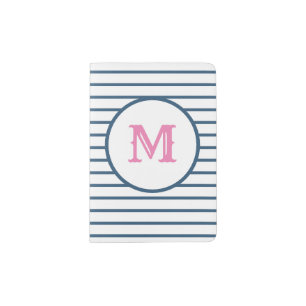 Preppy Seersucker Striped Monogram Passport Holder