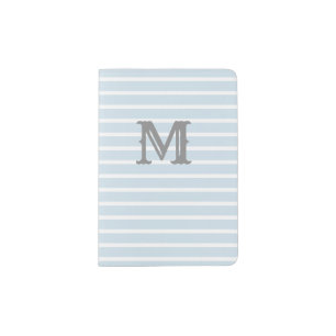 Preppy Seersucker Striped Monogram Passport Holder