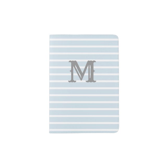 Preppy Seersucker Striped Monogram Passport Holder (Front)