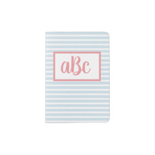 Preppy Seersucker Striped Monogram Passport Holder