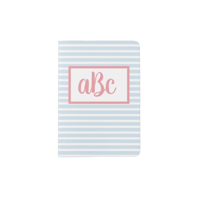 Preppy Seersucker Striped Monogram Passport Holder (Front)