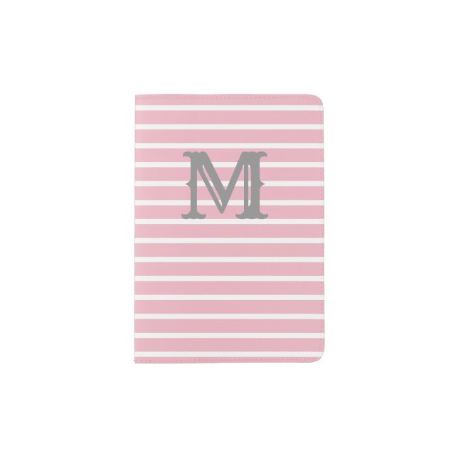 Preppy Seersucker Striped Monogram Passport Holder (Front)