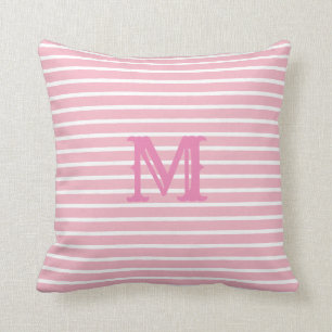 Preppy Seersucker Striped Monogram Pillow