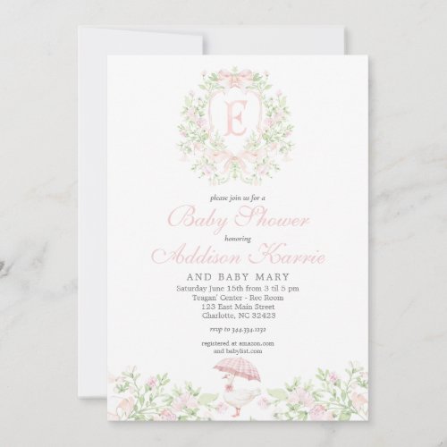 Preppy Silly Goose  Girl Baby Shower Invite
