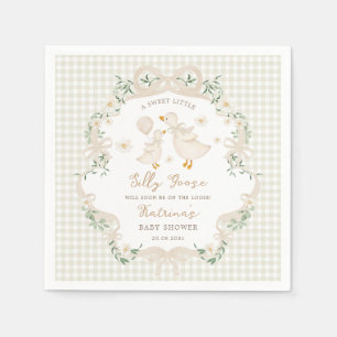 Preppy Silly Goose Neutral Bow Floral Baby Shower Napkins