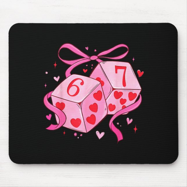 Preppy Six Seven Valentine 6 7 Meme Funny Coquette Mouse Pad (Front)