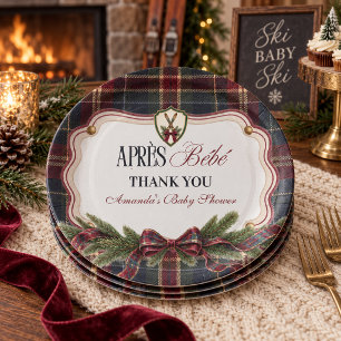 Preppy Ski Lodge Christmas Après Bébé Baby Shower Paper Plates