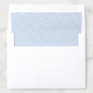 Preppy Sky Blue And White Greek Key Wedding Envelope Liner