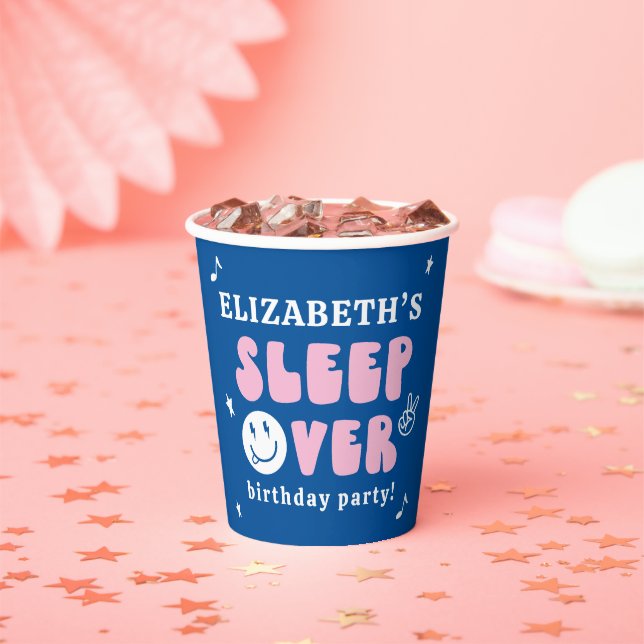 Preppy Sleep Over Tween Birthday Party Paper Cups (Insitu)