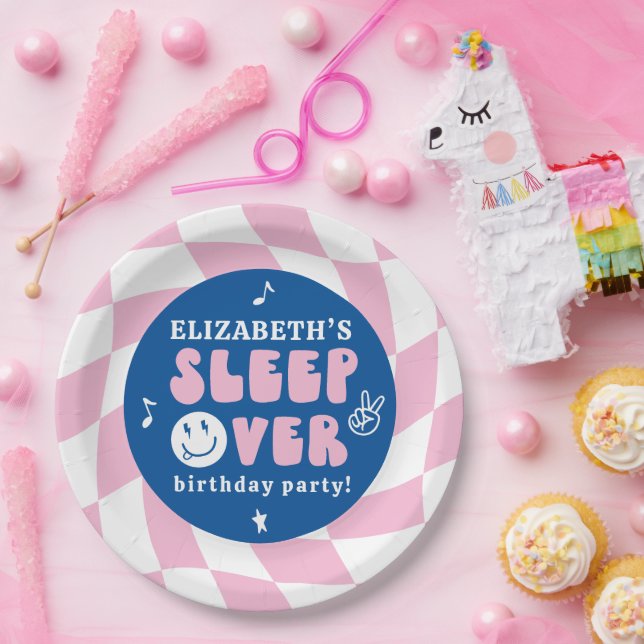 Preppy Sleep Over Tween Birthday Party Paper Plates (Party)