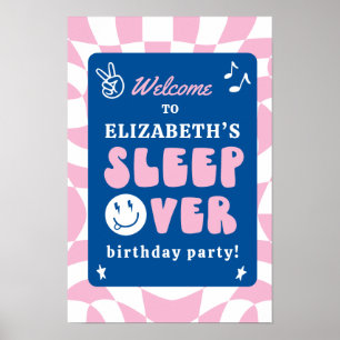 Preppy Sleep Over Tween Birthday Party Welcome Poster