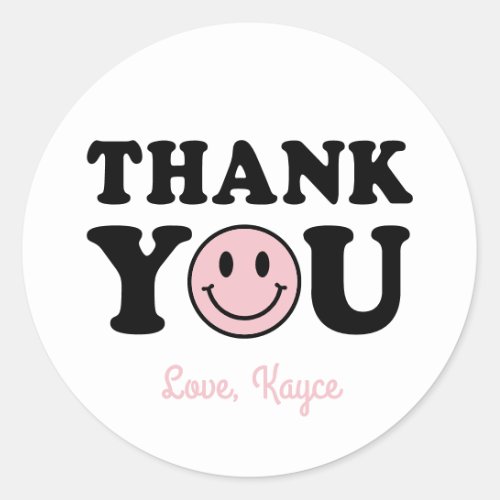 Preppy Smile One Cool Babe Thank You Classic Round Sticker