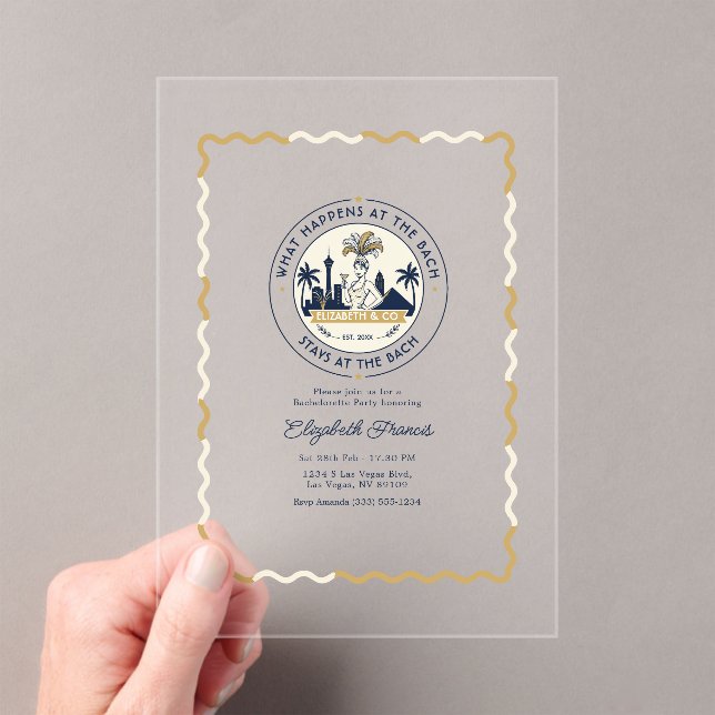 Preppy Social Club Las Vegas Bachelorette Party Acrylic Invitations (Insitu (Handheld))