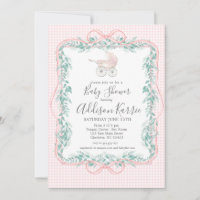 Preppy Southern baby carriage baby shower invite