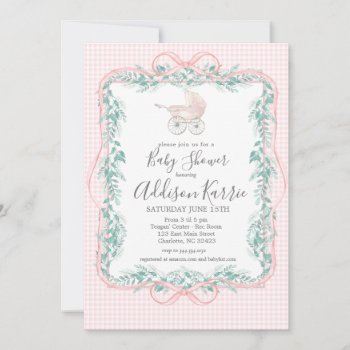 Preppy Southern Baby Carriage Baby Shower Invite by MakinMemoriesonPaper at Zazzle