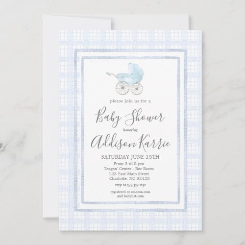 Preppy Southern baby carriage baby shower invite