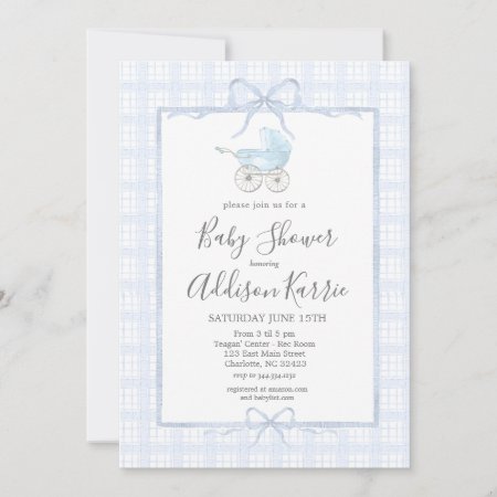 Preppy Southern Baby Carriage Baby Shower Invite