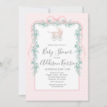 Preppy Southern Baby Carriage Baby Shower Invite by MakinMemoriesonPaper at Zazzle